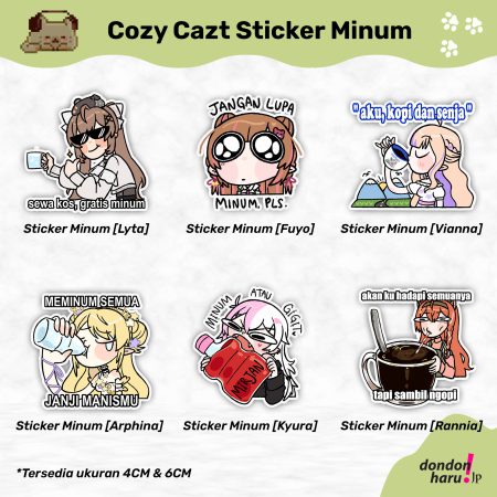 Cozy Cazt Sticker Minum